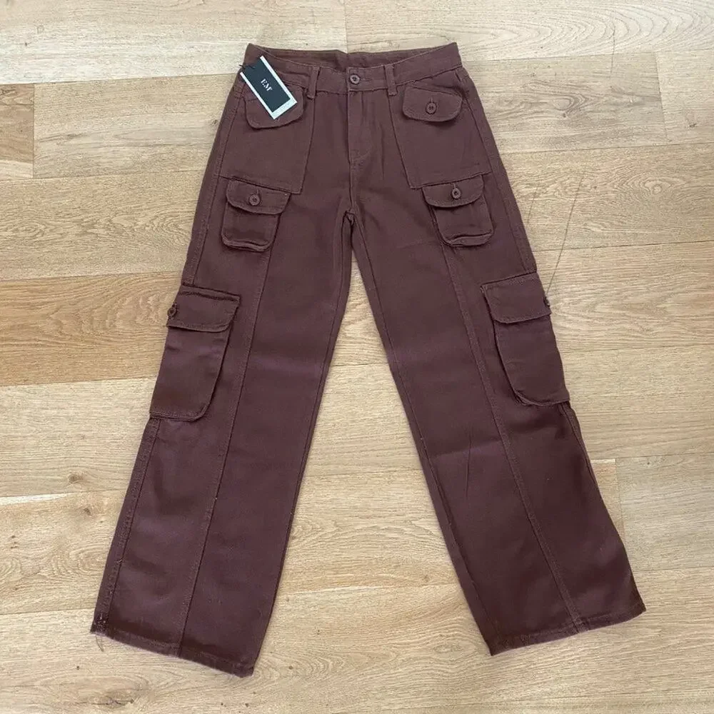 EM - Wide Leg Carpenter Cargo Pants in Brown